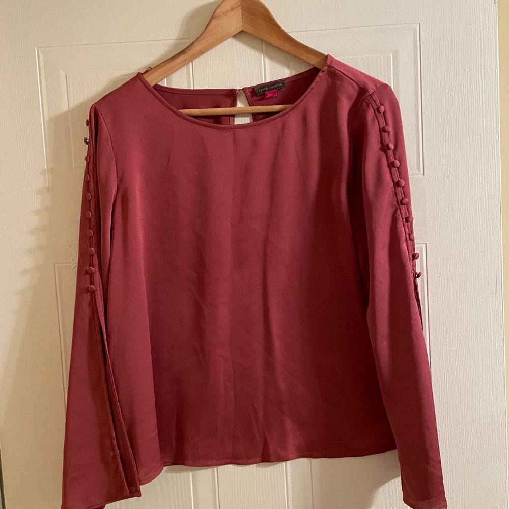 Vince Camuto Pink Buttoned Blouse Slitted Sleeves